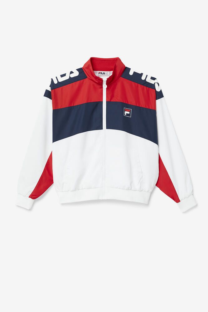 Fila Franc Jacket White/Navy/Red - Mens - 87021JHPL